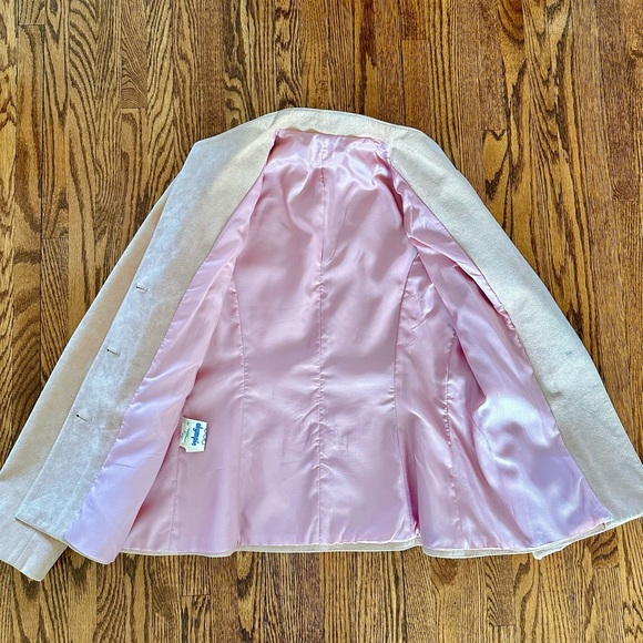 Vintage faux suede pale pink suit skirt set size 6 - Picture 12 of 16